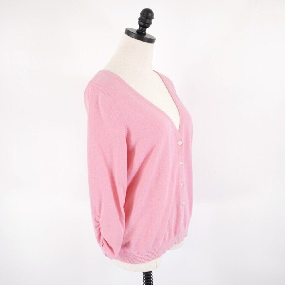 Tommy Hilfiger Medium Pink Button Cardigan Sweater with Long Sleeve With Ruching - Picture 7 of 8